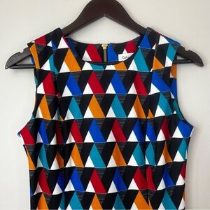 Calvin Klein Womens 6 Multicolor Geometric Sleeveless Sheath Mini Dress RetroMod